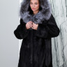 Шуба из меха нутрии, капюшон чернобурая лисица. Арт.Галка РТ-10085