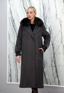 Пальто утепленное из кашемира, ворот отделка мех песца. Арт.6045-1 РТ-10529