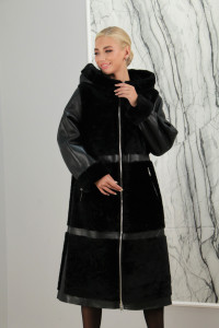 Дубленка из натуральной овчины, капюшон. Артикул 7282, РТ-7555