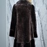 Шуба из меха мутон Люкс. Ворот норка., уголь, 115 см. Арт. М-1408, РТ-2456