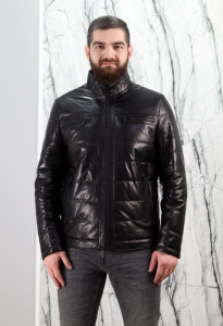 Куртка из натуральной кожи, на замке/ворот стойка., мужская. Арт. 99929, РТ-9074