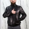 Куртка из натуральной кожи, на замке/ворот стойка., мужская, черный, 65 см. Арт. 89111 РТ-9076