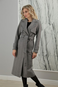 Пальто демисезонное с поясом, английский ворот. Арт. SZ-519-7633, РТ-6736