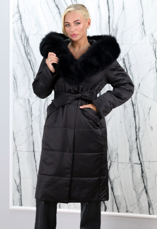 Пуховик утепленный (верблюжья шерсть), капюшон отделка мех песца. Арт.1-2421-В  РТ-9806