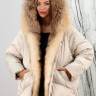 Пальто утепленное (гусиный пух 100%), капюшон отделка из меха лисы. 
