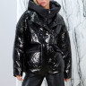 Пуховик из натуральной кожи утепленный(гусиный пух) с капюшоном. Арт.58002 РТ-10349