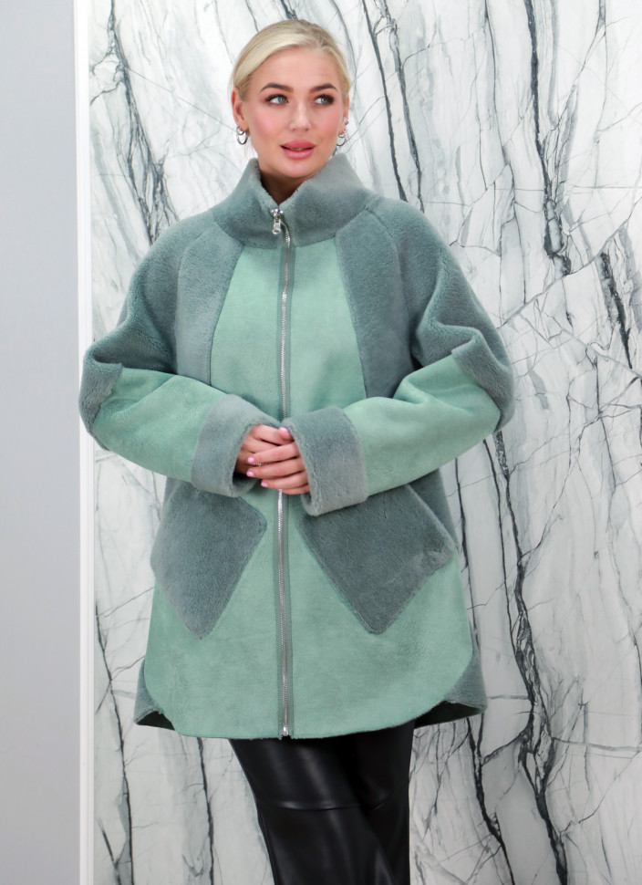 Шуба из эко меха, на замке/ворот стойка. Арт.Э-47 РТ-9558