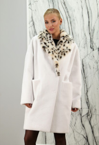 Шуба из эко меха под норку, отделка ворот эко мех рысь. Арт.Э-194Р РТ-8394