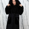 Дубленка из натурального меха овчины, капюшон мех лисица. Арт.7168-90KPST РТ-9404
