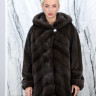 Шуба из меха норки, паркетная раскладка/капюшон. Арт.2510 РТ-10379