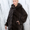 Шуба из меха норки, паркетная раскладка/капюшон. Арт.2510 РТ-10379