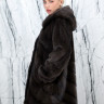 Шуба из меха норки, паркетная раскладка/капюшон. Арт.2510 РТ-10379