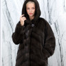 Шуба из меха норки, паркетная раскладка/капюшон. Арт.2510 РТ-10379