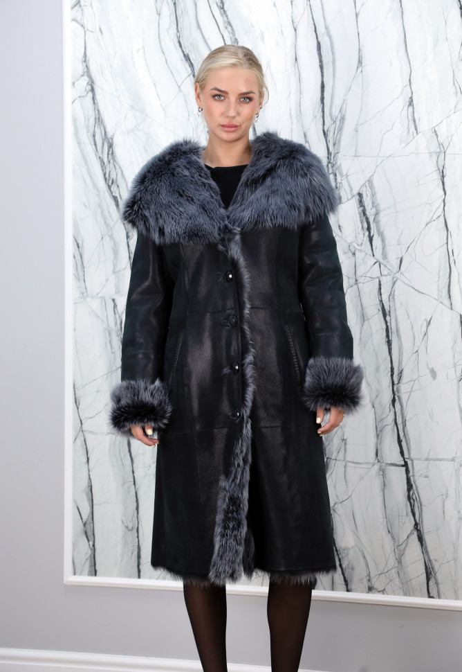 Дубленка из натурального меха овчины, капюшон мех тоскана. Арт.Z-6567 РТ-6036