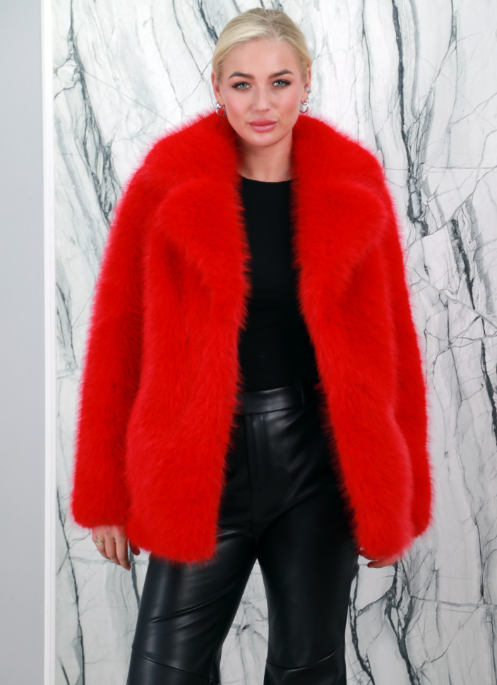 Шуба из эко меха песца, английский ворот. Арт.Э-316 РТ-9942